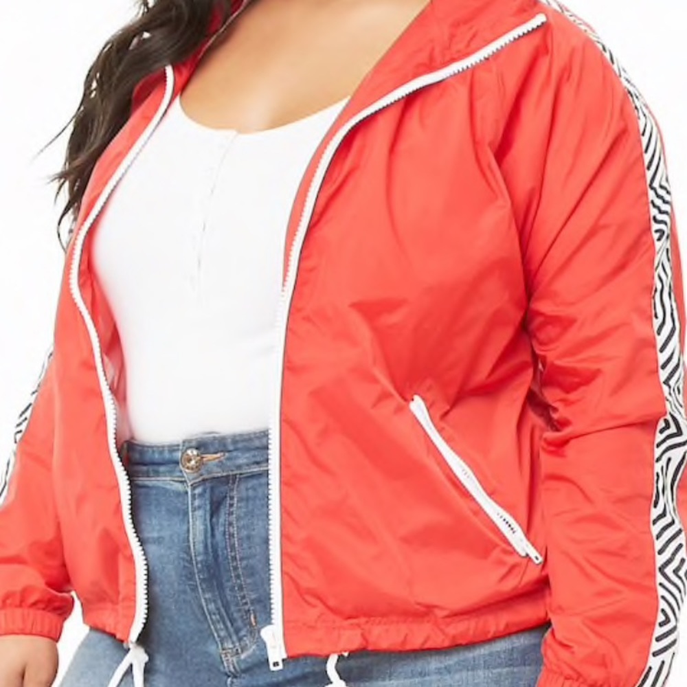 NWT F21 Plus Mesh Windbreaker - Red - Size 2X